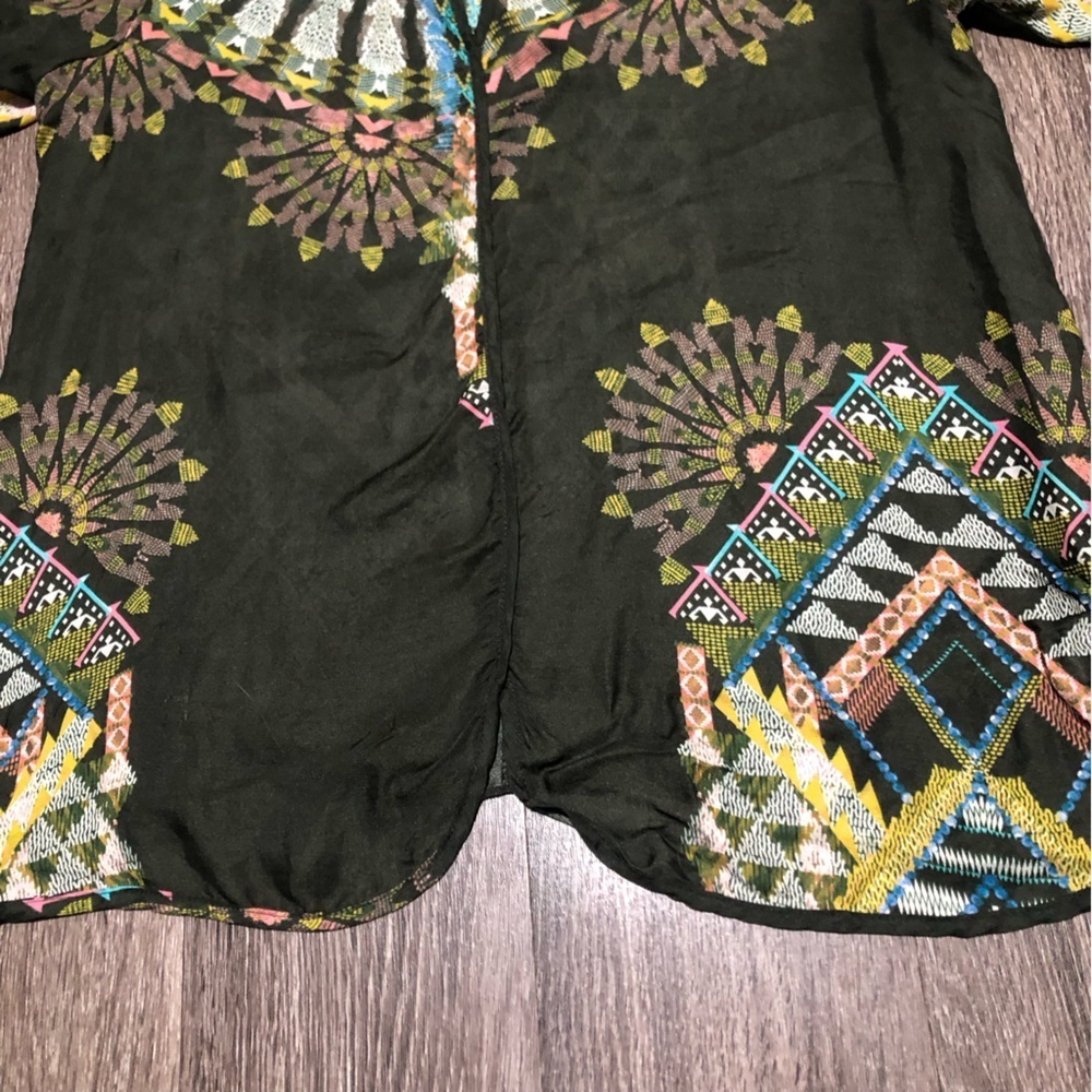 Lola & Sophie 100% Silk Geometric Tribal Print Tunic Blouse Medium - Picture 9 of 11